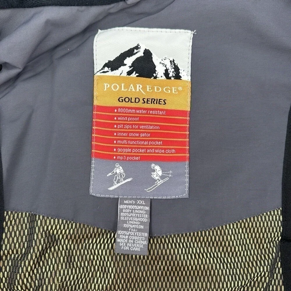 Polar Edge Gold Series Ski Jacket Grey Blue Waterproof Snowboard Parka Men XXL